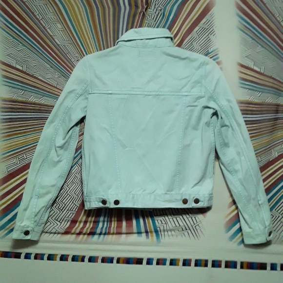 Forever 21 Girls Age 12-13 (152-158cm) Light Blue-Green Denim Type Jean Jacket - Picture 8 of 16
